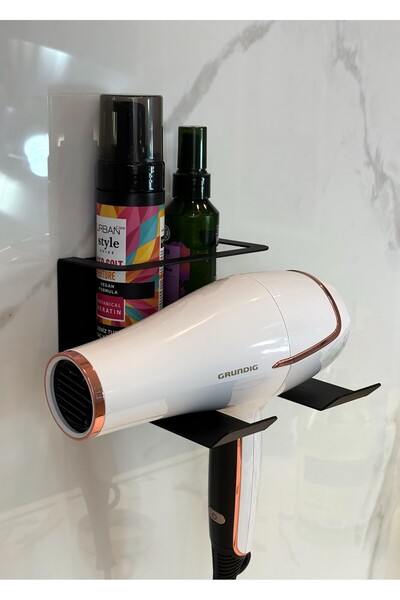 VELUX HOME Metal Raflı Saç Kurutma Fön Makinesi Ve Kablo Tutucu Şampuan Saç S...