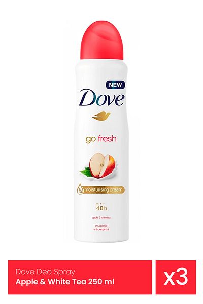 NIVEA DOVE DEO 250ML WOMEN APPLE&WHITE TEA x 3 pieces