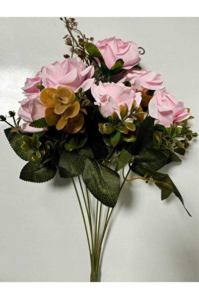 OSO HOME OSOHOME Buchet de trandafiri cu garnitură de culoare roz 7 buchete de trandafiri flori artificiale 40 CM