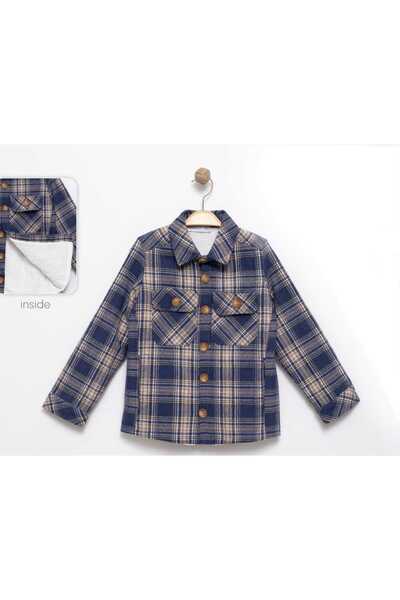BİGÜMEX Ekose Uzun Kollu Erkek Çocuk Welsoft Gömlek Ceket