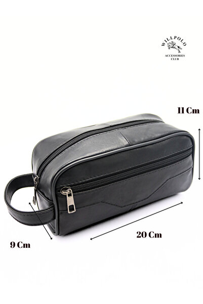 willpolo 100% естествена кожа Черна чанта за документи Портфейл Чанта за пъту...