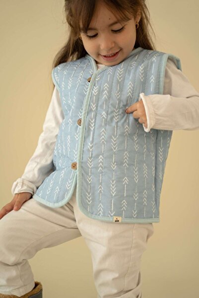 Kirazkids Blue Patterned Plush Baby Vest