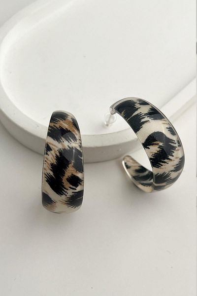 Modex Leopard Print Lightweight Hoop Earrings (3cm)
