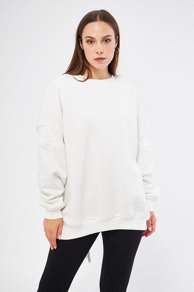 Chandraswear White Women's Oversize Back Zipper Sweatshirt - Fame