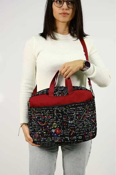 BUSRAKAZANCDESİGN حقيبة كمبيوتر محمول منقوشة بصيغة الرياضيات