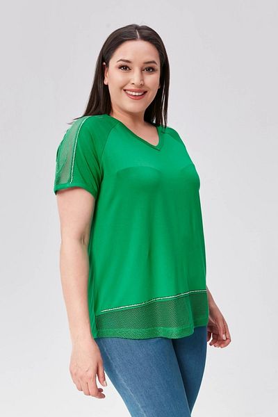 aytemas Shoulder and Skirt Mesh Detailed Stone Printed Blouse