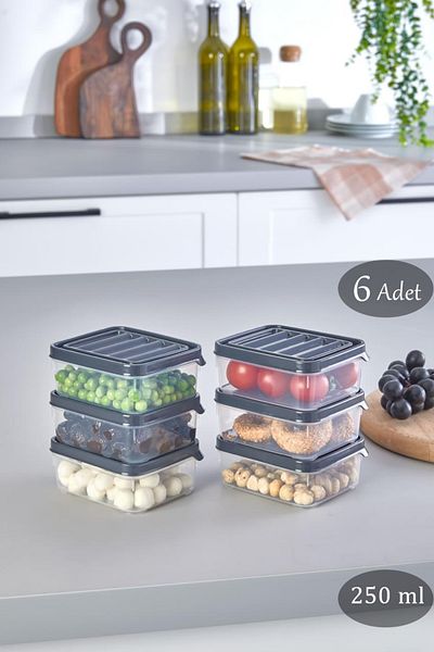 KRM HOME 6 Pieces of 250 ml Freezer, Pulses, Food Container-Picnic, Microwave Storage Container
