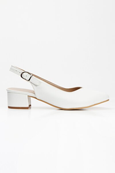 Miss Mitto Λευκό ψεύτικο δέρμα - Κομψό στιλέτο με κοντό χοντρό τακούνι