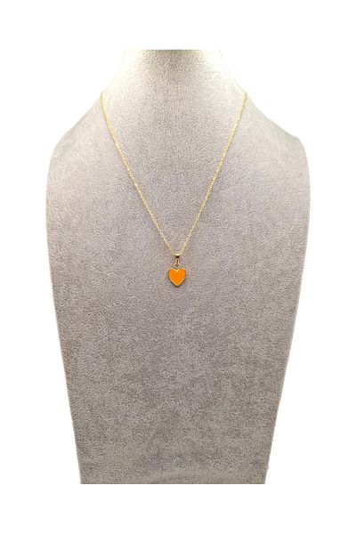 Han Ticarethane Gold Color Orange Heart Necklace