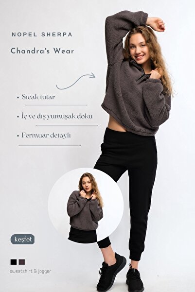 Chandraswear Anthracite Women's Plush Sweatshirt - Rope