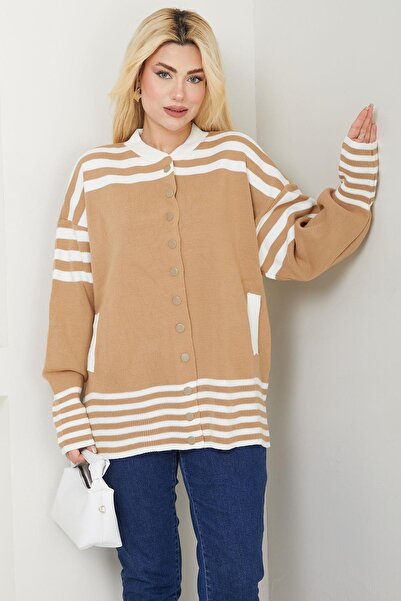 SENSTIL سترة بومبر تريكو مخططة باللون الجملي - SS2621