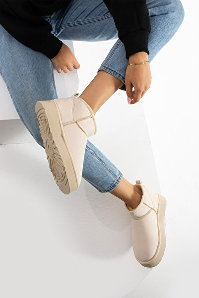 ALANCE Moli Mini Süet İçi Kürklü Kalın Taban Kadın Bot