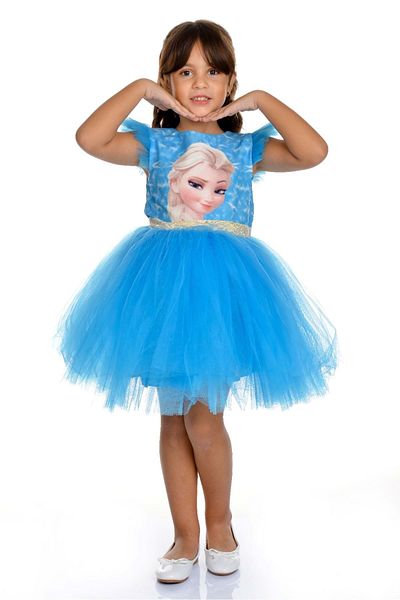 Mnk Baby&Kids Digital Printed Girl's Party Dress - Tutu, Mnka278 Turquoise