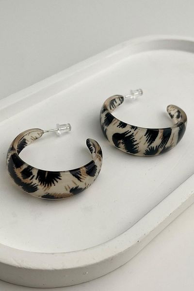 Modex Leopard Print Lightweight Hoop Earrings (3cm)
