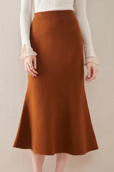 Cockatoo Women's Knitwear Hijab Midi Length Flared Skirt