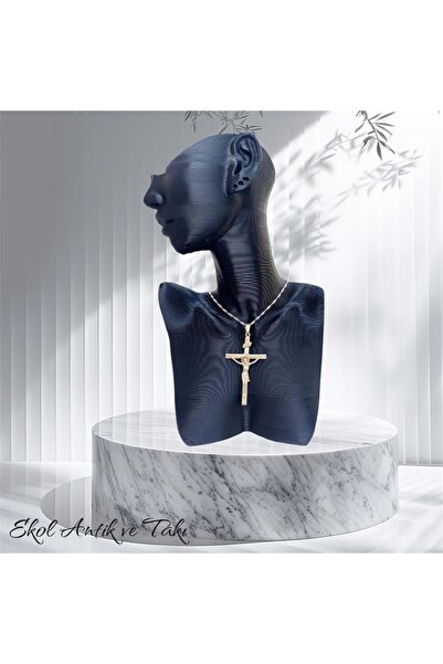 RENGARENG 19. YY Sovyet Dönem Hz. İsa Çarmıh Antik Kolye 15 gr