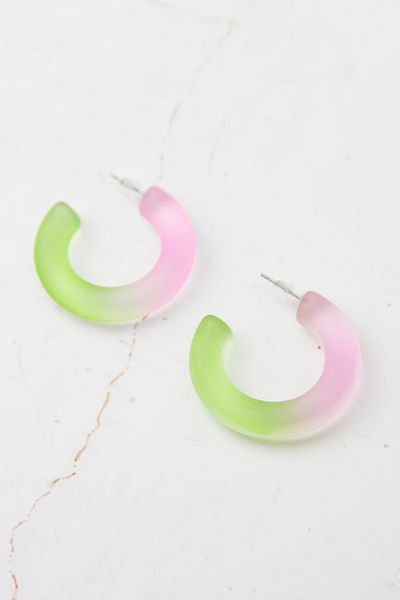 Modex Pink/Green Acrylic Hoop Earrings (3cm)