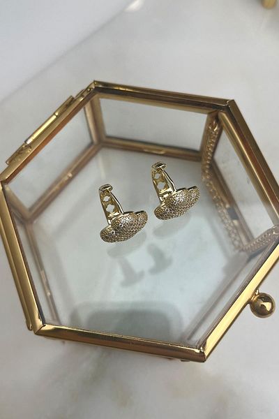 Modex Solid Brass Zircon Cubic Zirconia Clover Earrings(Size:1,5 cm)