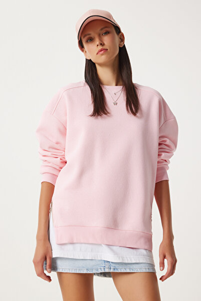 Lovelyİstanbul Φούτερ με ροζ φερμουάρ με λεπτομέρειες - LUB0003