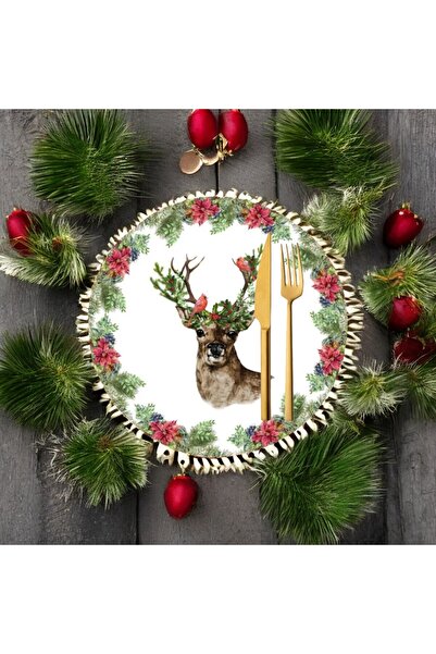 Sister Home Design Winter - Kış Geyik 2 Adet Kış Supla, Kumaş - Içi Ahşaplı S...