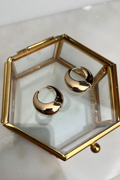 Modex Round Curved Plate Earrings(Indoor 1cm)