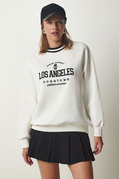 Lovelyİstanbul Knitted Sweatshirt - Embroidery Detail, Raster White Lhf0018