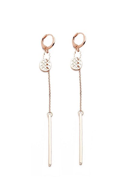 Modex Pineapple Patterned Rose Earrings - Rod Dangle
