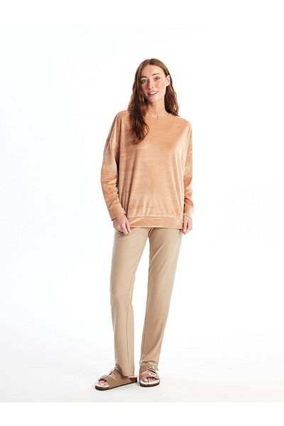 LC Waikiki Lw - Crew Neck Solid Long Sleeve Women's Pajamas Top