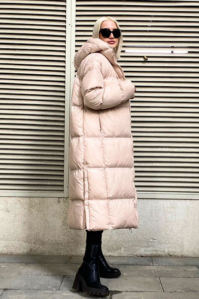 Madmext Mad Girls Beige Long Puffer Coat MG1303