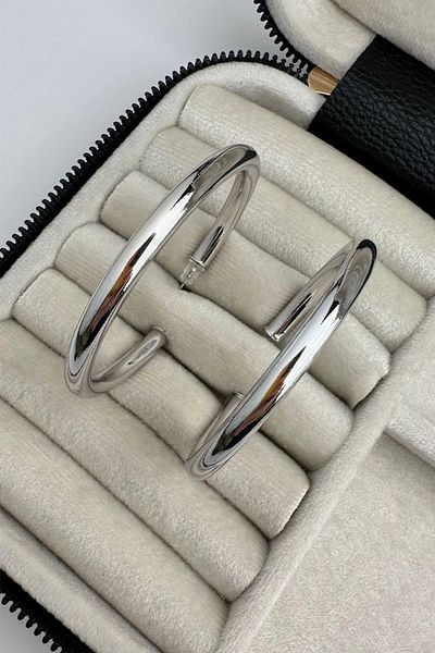 Modex Silver Color Hoop Earrings (5cm)