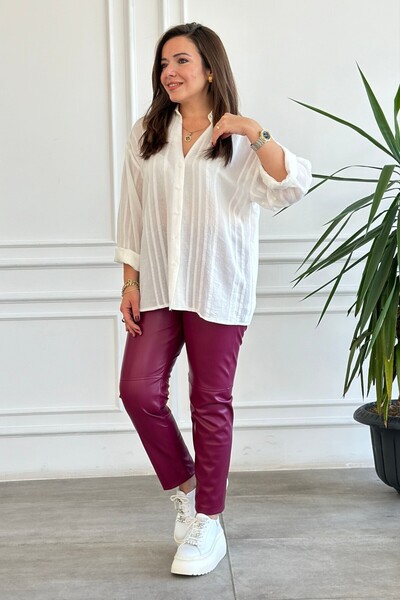 Yağmur Butik PANTALONI DIN PIELE ELASTIC CU TALIE