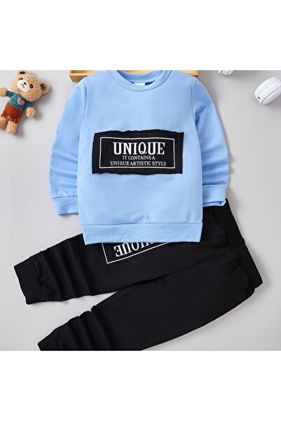 VESTIR BIEN Unique Printed Baby Blue Children's Bottom-Top Set