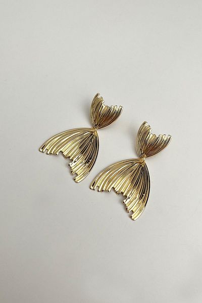 Modex Serrated Dangle Oval Earrings (Size:4 cm)