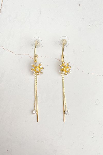 Modex Gold Color Pearl Ball Dangle Earrings