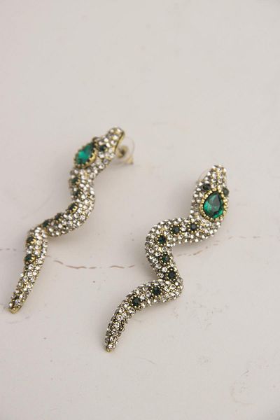 Modex Gold Color Stoned Cobra Snake Earrings (6cm)
