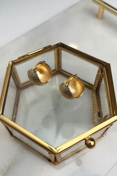 Modex Serrated Curved Hoop Earrings 2.5 cm