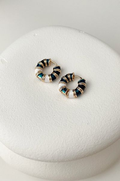 Modex Special Series Bone Patterned Enamel Hoop Earrings