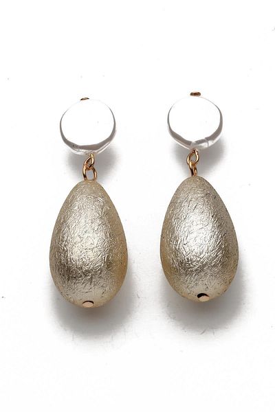 Modex Pearl Detailed Oval Drop Dangle Earrings (5cm)