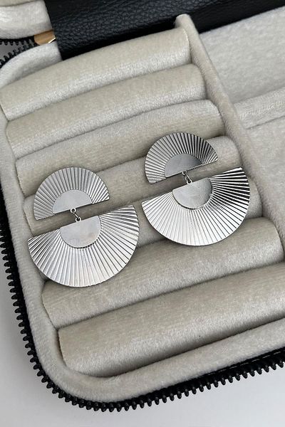 Modex Fan Plate Dangle Earrings (Size:4Cm)