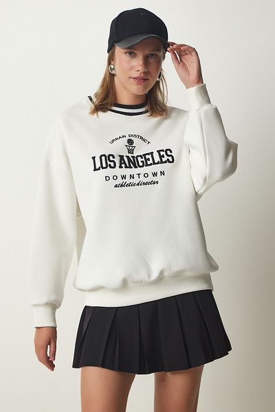 Lovelyİstanbul Knitted Sweatshirt - Embroidery Detail, Raster White Lhf0018