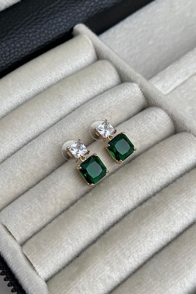 Modex Minimal Zircon Stone Square Earrings (2 CM)