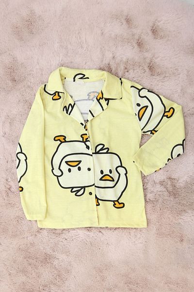 Cream 4-13 Years Old Children's Pajamas Set - White Yellow, Model 408.1287