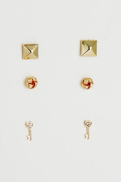 Modex Minimal Design Gold Key Earring Set