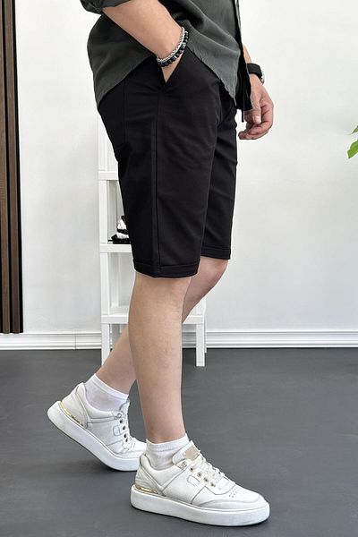 Edwox Μαύρο λινό σορτς - Full Lycra, Ανδρικό, Edw139