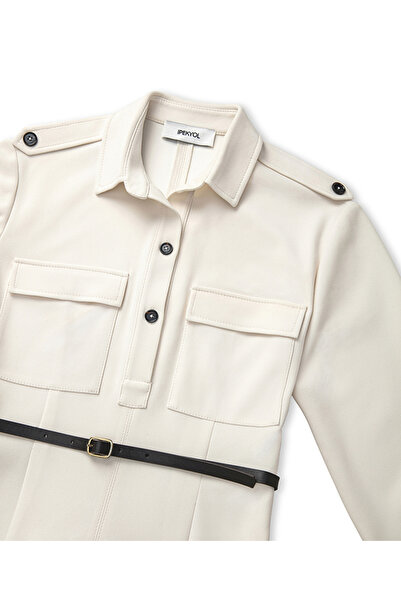 İpekyol Kemerli gömlek yaka elbise