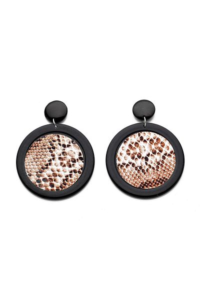 Modex Black Snakeskin Pattern Earrings(5cm)