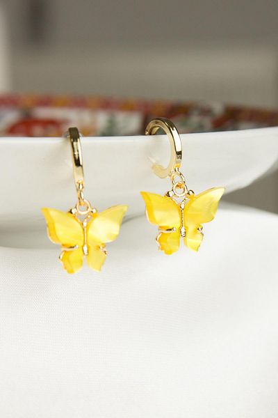 Modex Yellow Earrings with Butterfly Figure