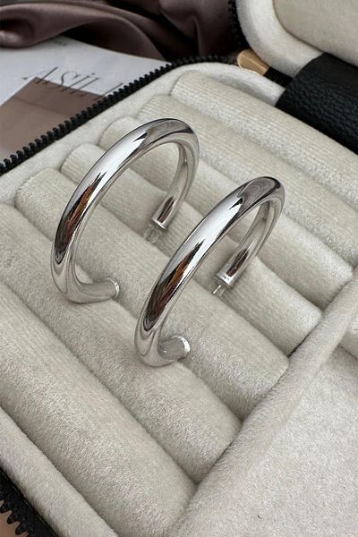 Modex Silver Color Hoop Earrings (4cm)