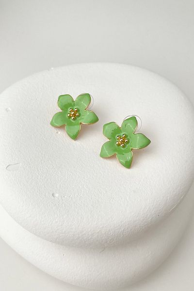 Modex Enamel Metal Lily Earrings (Size: 2.5cm)