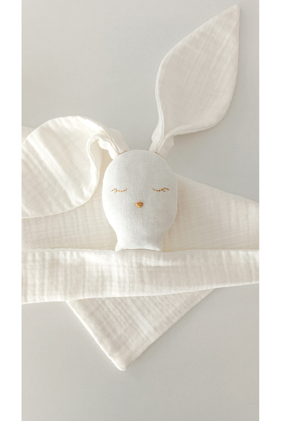O&G Collection Tavşancık %100 Pamuklu Ekru 8 Katlı Müslin Uyku Arkadaşı / Beb...